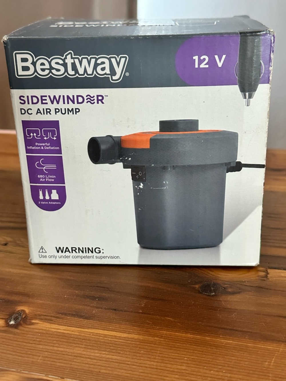 NWT Bestway Sidewinder 12V DC Air Pump - Gray & Orange